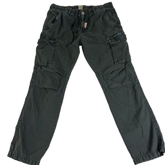 True Religion Pants Mens 38 Gray Cargo Anthony Distressed Logo Drawstring - Picture 1 of 16